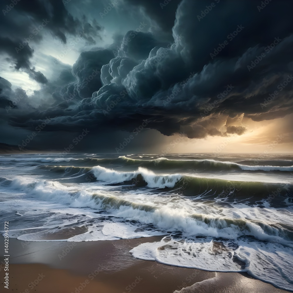 Obraz premium Dramatic Stormy Seascape at Sunset