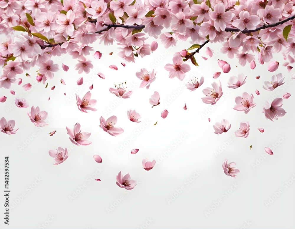 Naklejka premium Pink Cherry Blossoms Falling