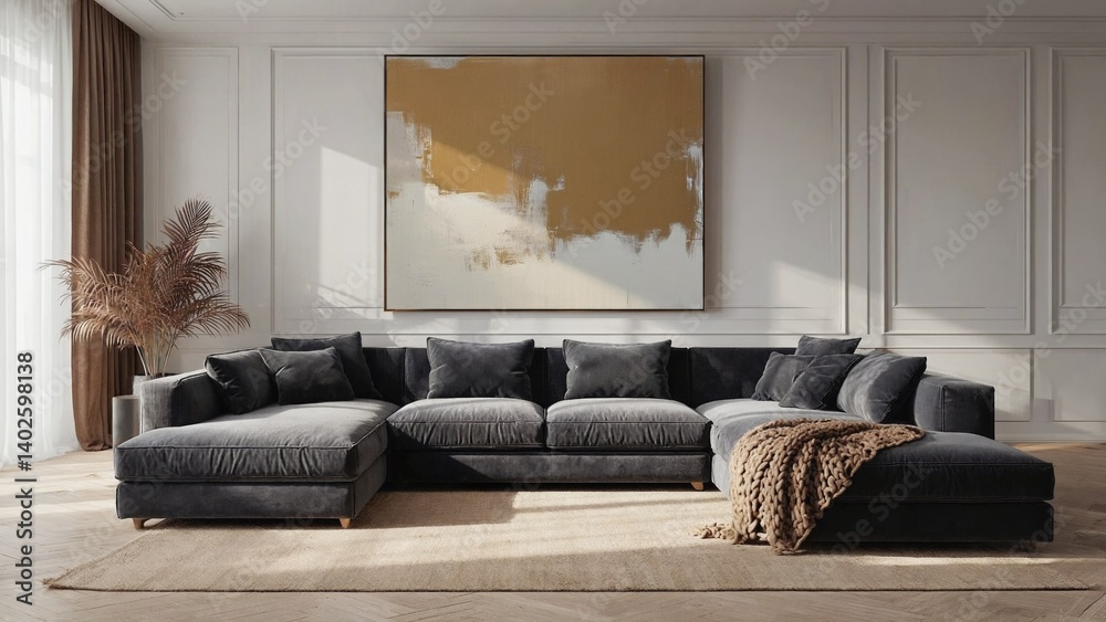 High-end contemporary seating arrangement with black upholstery.