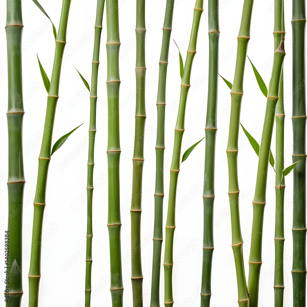 Fototapeta premium Green Bamboo Shoots on White Background