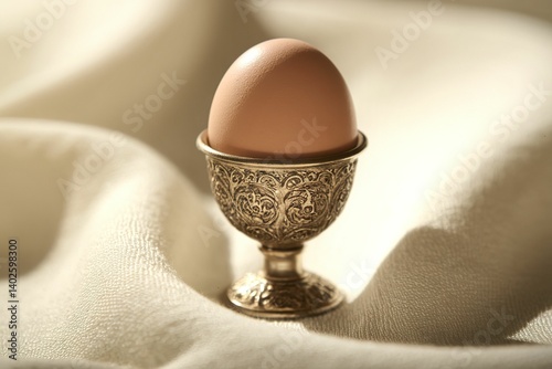 a single egg in an egg cup