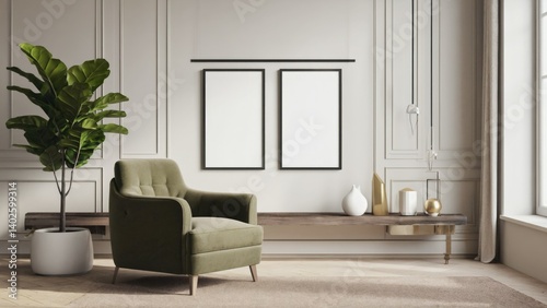 Obraz na płótnie This is a photo of a modern living room with an elegant and minimalist design. w salonie