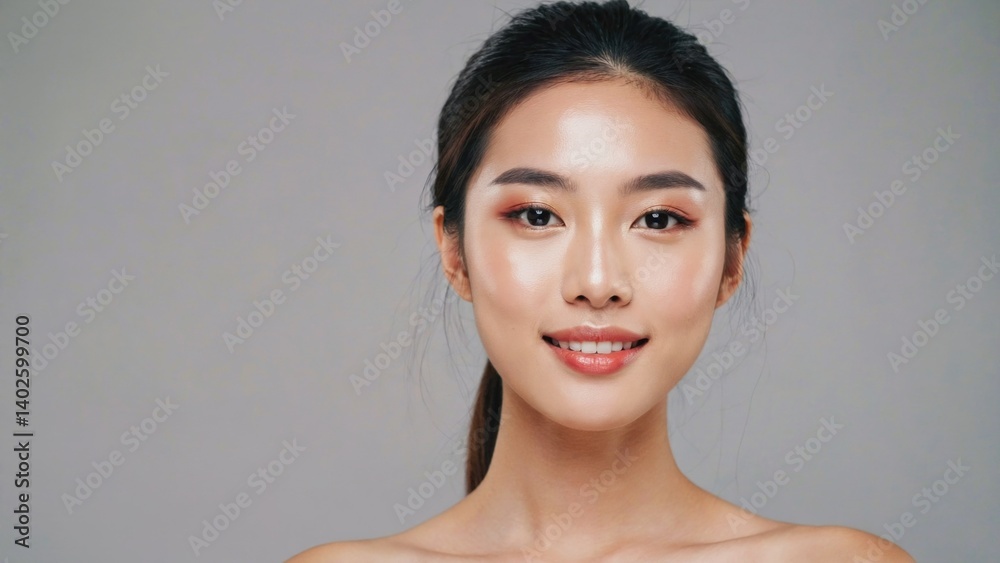 Young woman showing off her flawless skin with radiant makeup. A confident selfie that exudes beauty and style.