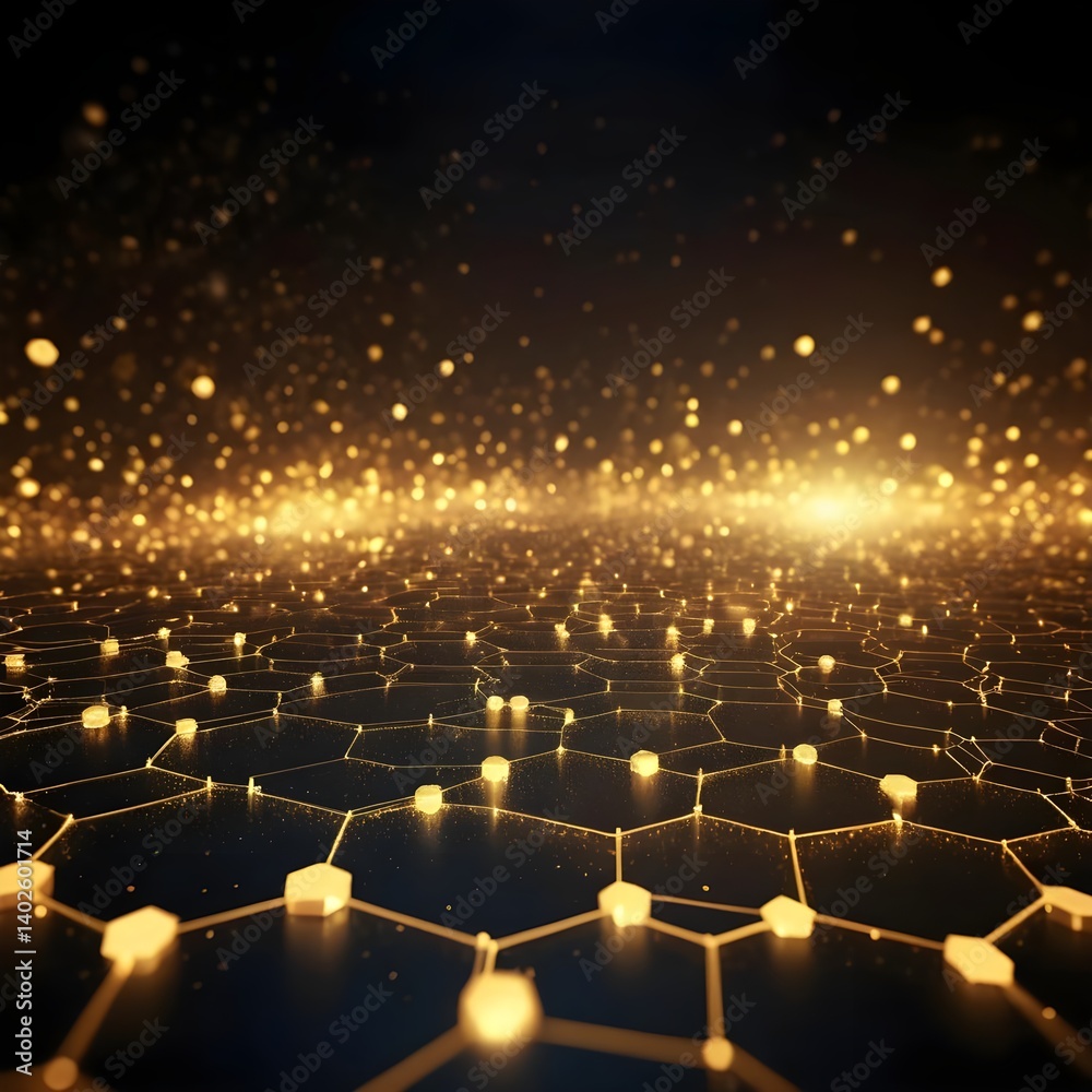 Fototapeta premium Golden Network, Abstract Technology Background