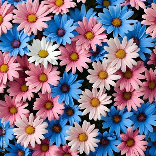 Vibrant Pink, Blue, and White Osteospermum Flowers