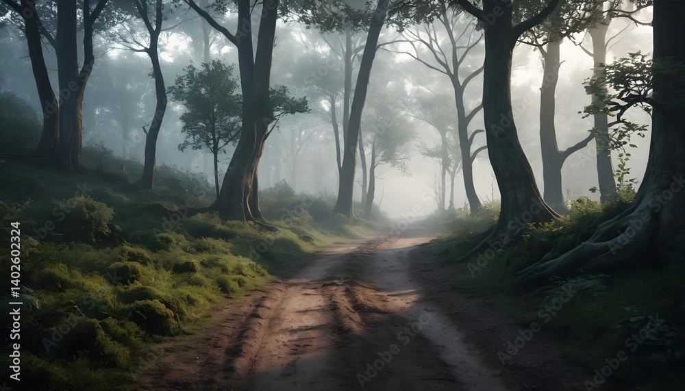 Obraz premium Misty Forest Path