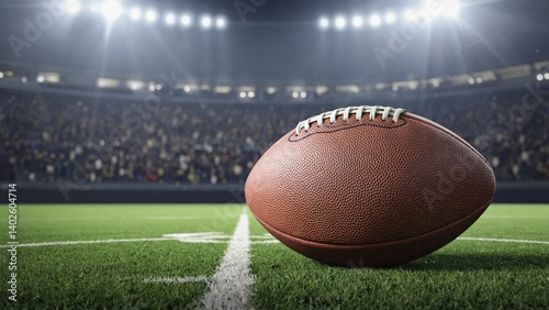 Obraz na płótnie Football game, kick off with American football in stadium. Strategic play, defense strategy, physical activity and team spirit. National pastime. w salonie
