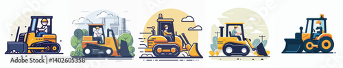 Vector of a bulldozer driver.