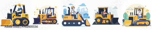 Vector of a bulldozer driver.