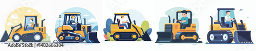 Vector of a bulldozer driver.