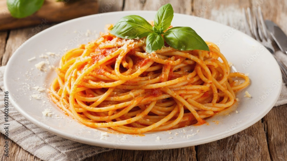 Delicious plate of spaghetti in garlic and olive oil, served as a classic Italian appetizer or main course.