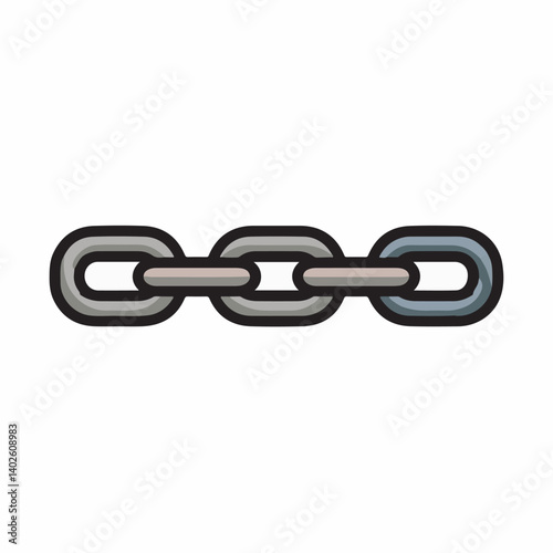Metal chain links connect on white background connection
