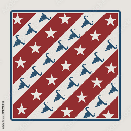 American Stars and Head of Bison Bandana Perfect for Print, Apparel, etc