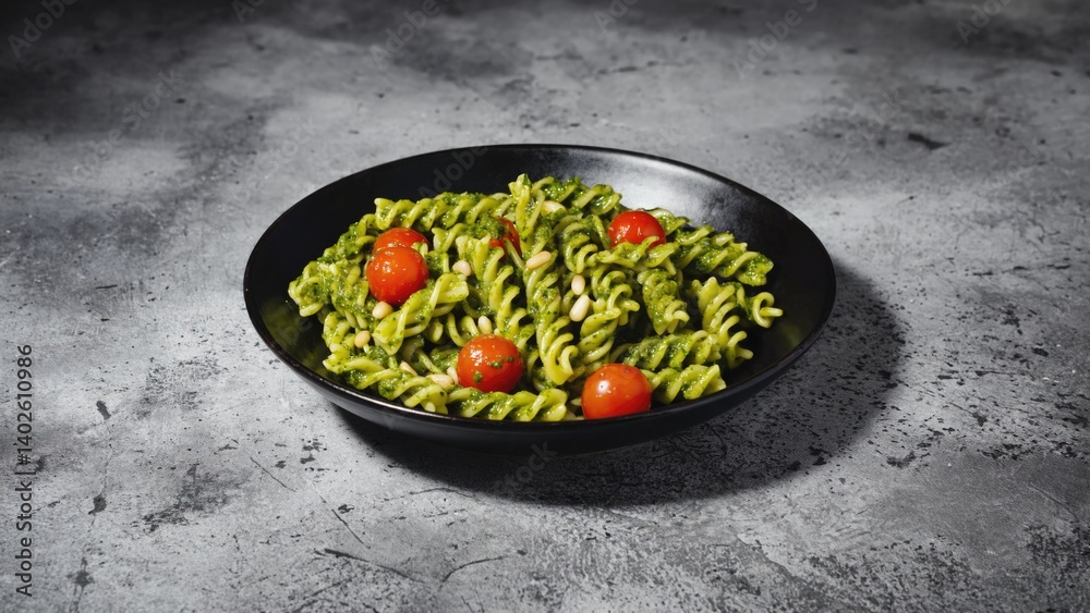 A serving of tomato and basil penne pasta with tomatoes.
