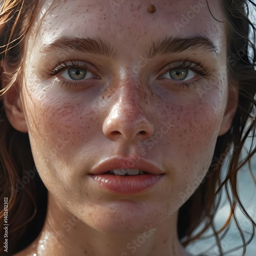 Close-up Portrait of a Woman with Freckles