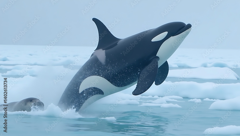 Fototapeta premium Predator-Prey Dance in Polar Waters