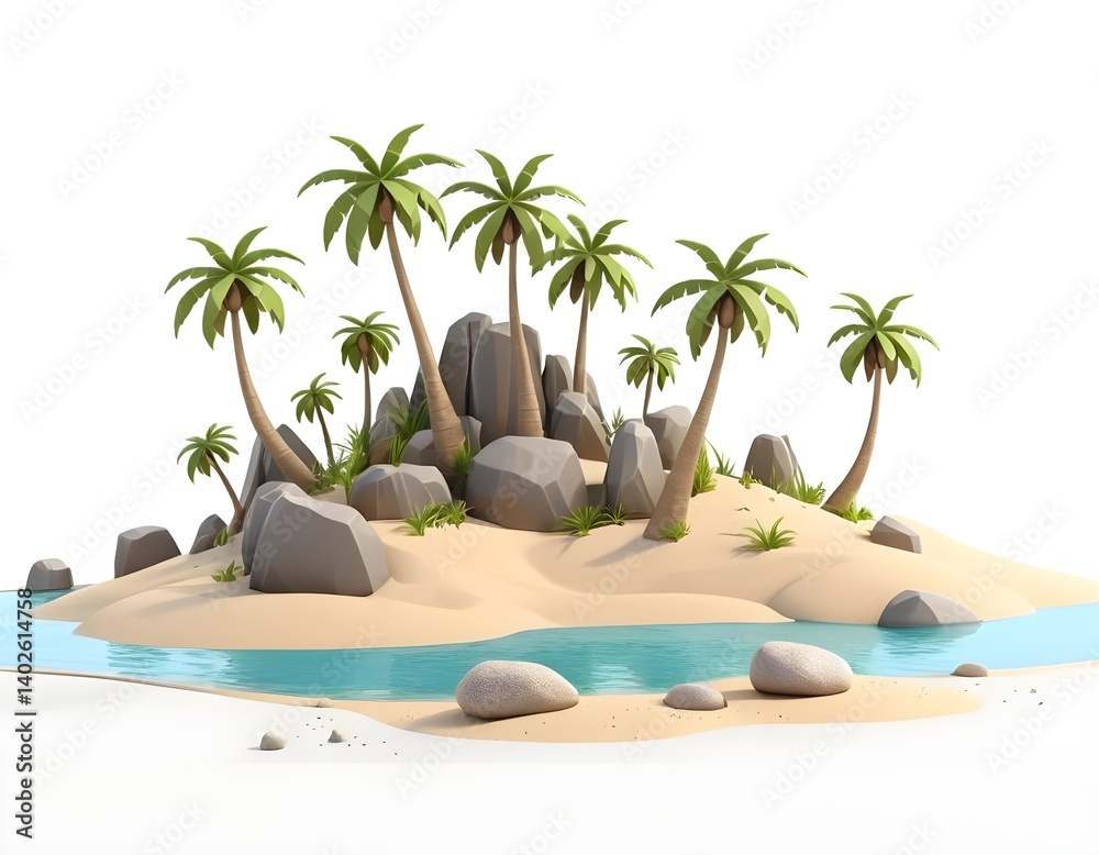 Obraz premium Cartoon Island Paradise