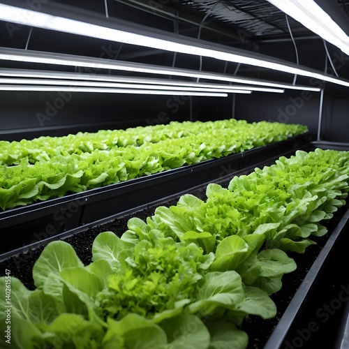 Hydroponic Lettuce Growing in Indoor Farm