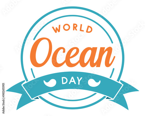 World Ocean Day Circular Emblem for Marine Life Awareness.