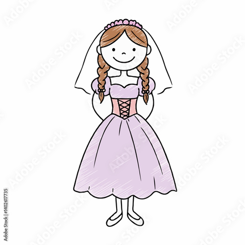 Girl in a wedding dress smiling