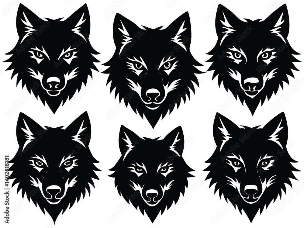 Obraz premium set of fox head vector