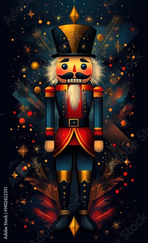 Festive Nutcracker Soldier Christmas Poster Cute Holiday Greeting Card New Year Invitation Vector Art