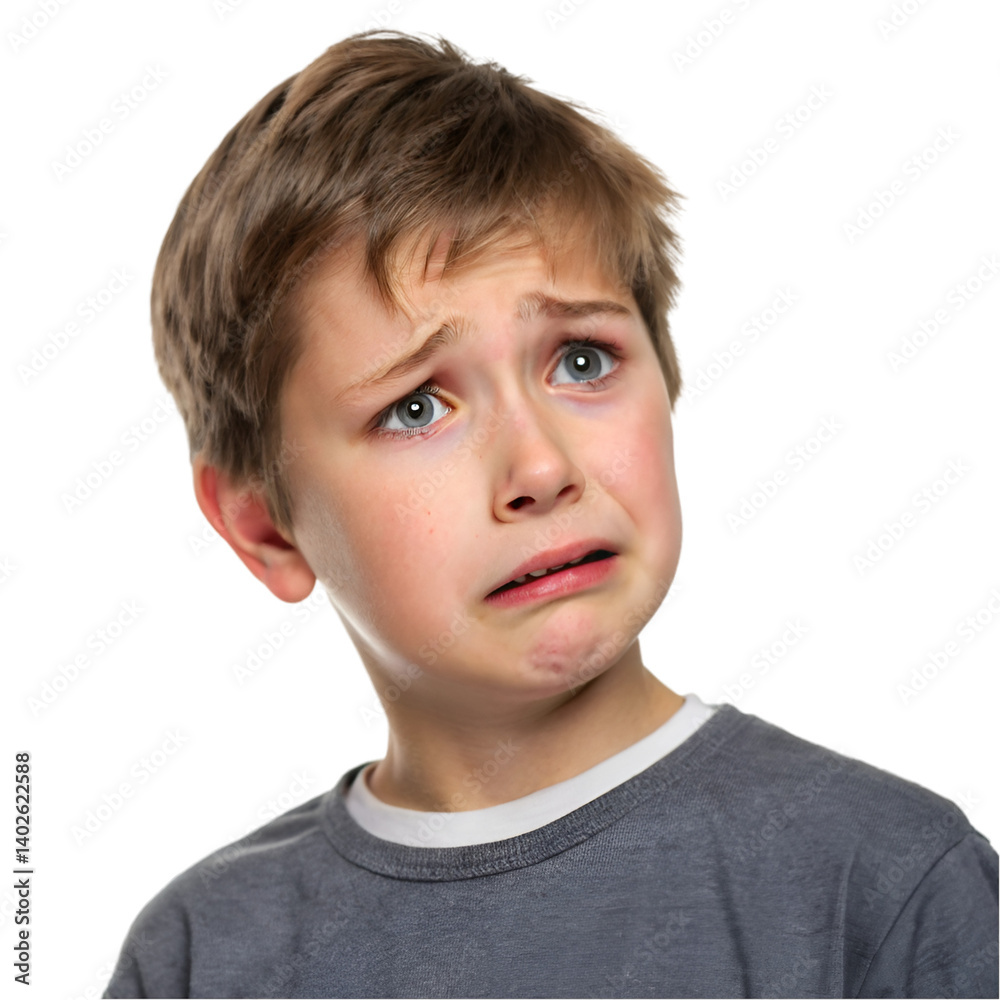 Sad child isolated on transparent background Sad child isolated on transparent background