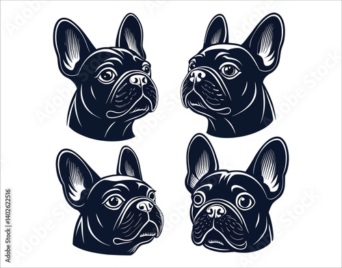 French Bulldog Head Silhouette with Big Ears