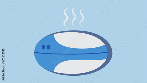Portable Temperature Pod A compact ovalshaped pod that can be clipped onto clothing illustrated with a visual of steam or cool air emanating from the device for instant temperature