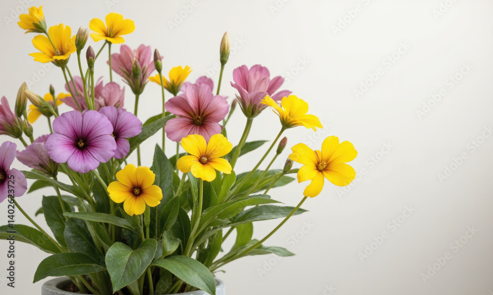 custom made wallpaper toronto digitalPrimrose (Primula vulgaris) A delicate perennial plant with soft, colorful flowers in shades of yellow, purple, and pink. Primroses are