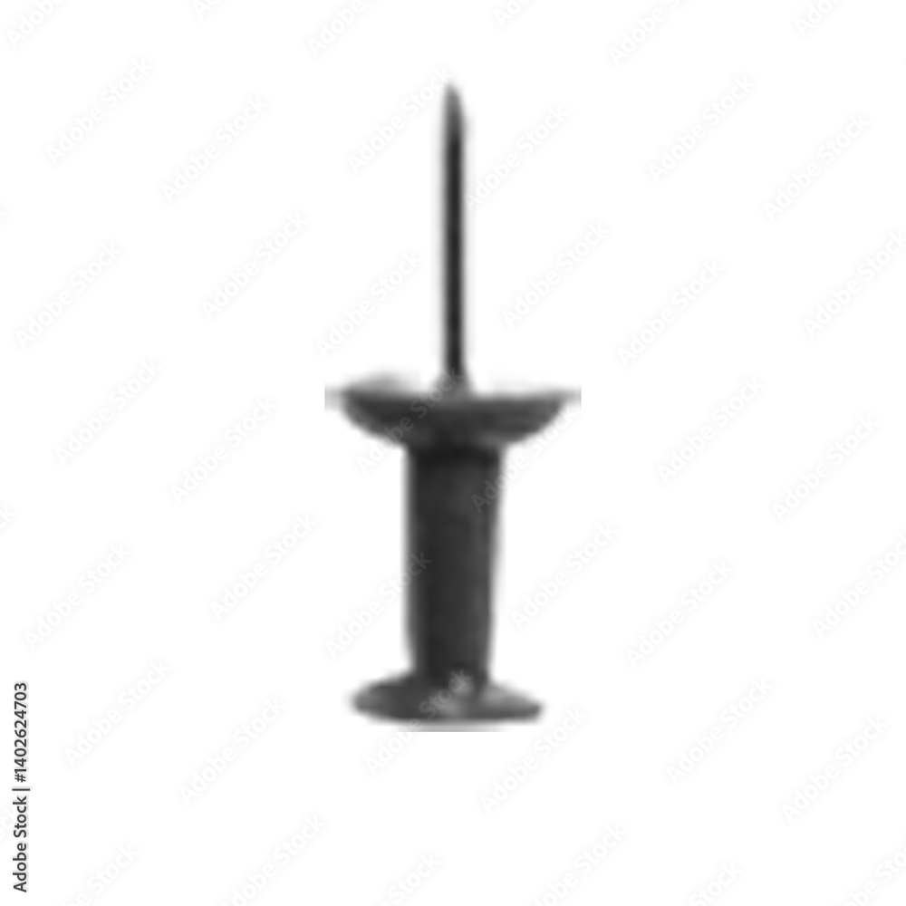 A simple black pushpin used for pinning notes or documents to a board. A simple black pushpin used for pinning notes or documents to a board.