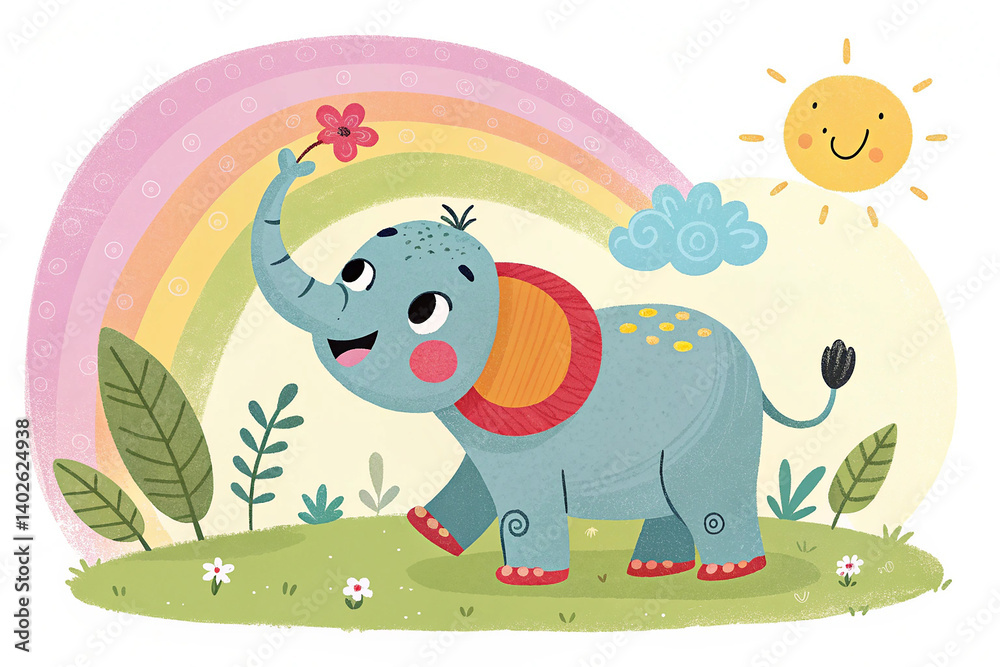 Naklejka premium Cartoon animal - illustration for the children. Beautiful and colorful illustration of an animal for children