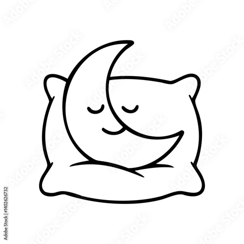 Cute moon and pillow icon for sleep and bedtime