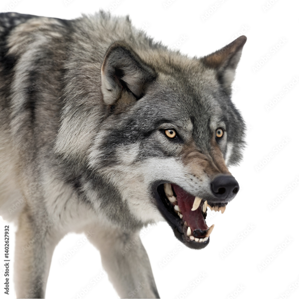 Fototapeta premium Scary wolf isolated on transparent background