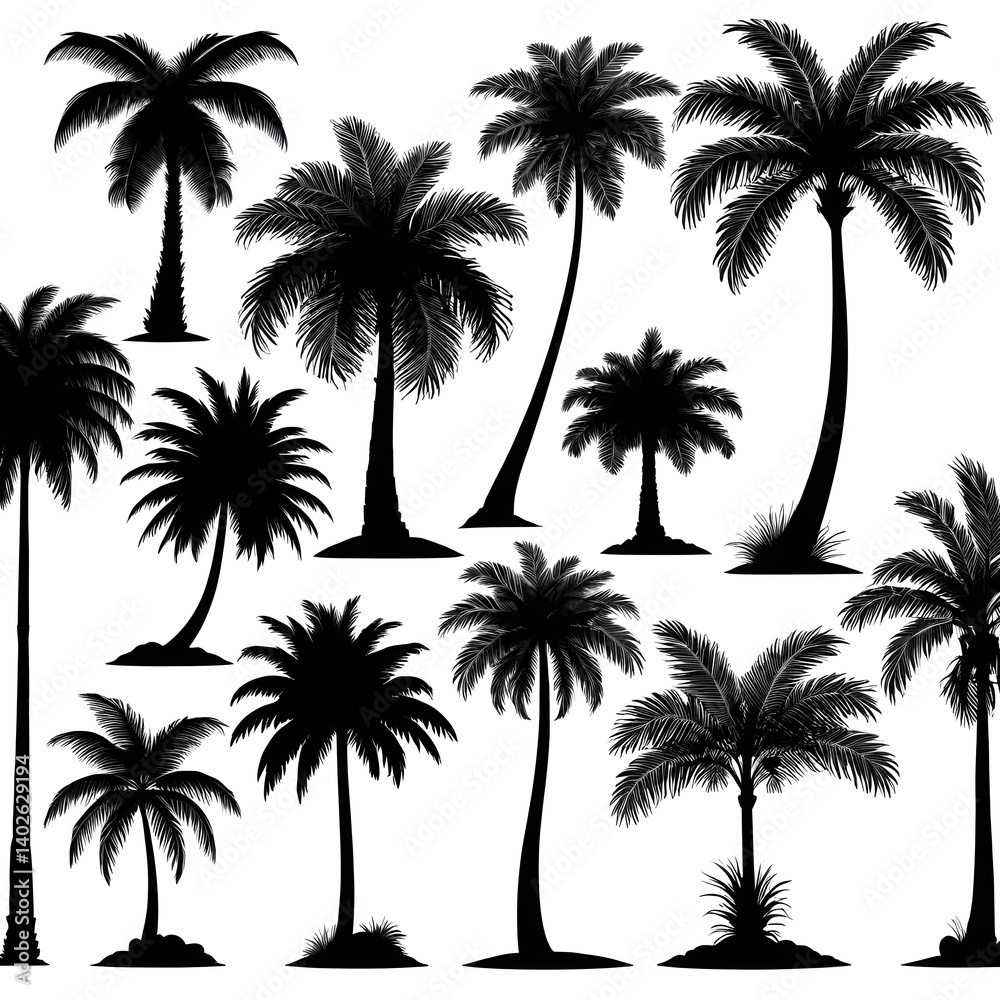 Collection of Palm Tree Silhouettes Collection of Palm Tree Silhouettes