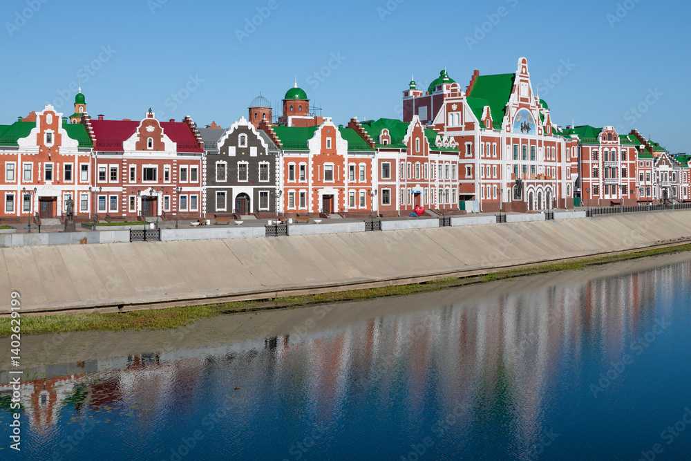 Amsterdam modern city embankment on a sunny August day, Yoshkar-Ola