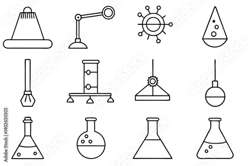 experimental setup line art visual representation of apparatus