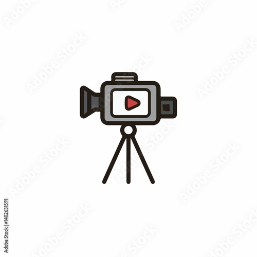 Camera icon records video on tripod isolated illustration