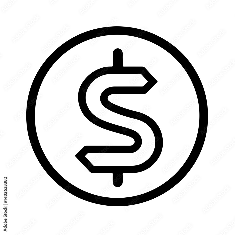 Clean Dollar Icon in Minimal Outline Style Clean Dollar Icon in Minimal Outline Style