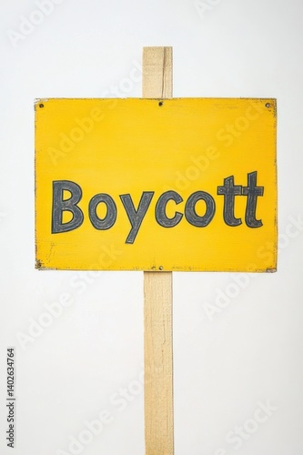 Sign promoting a boycott highlighting social movement in a protest setting on a bright yellow background