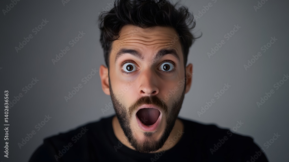 a man with an amazed expression, on a clear white background