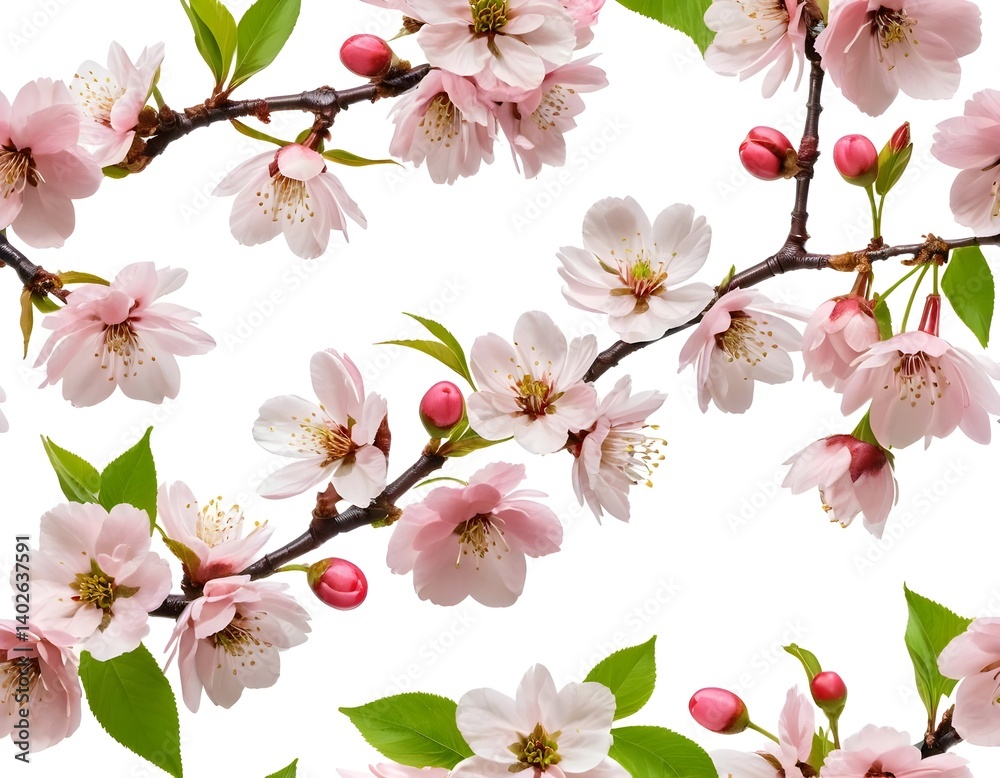 Pink Cherry Blossoms Branch Seamless Pattern Pink Cherry Blossoms Branch Seamless Pattern