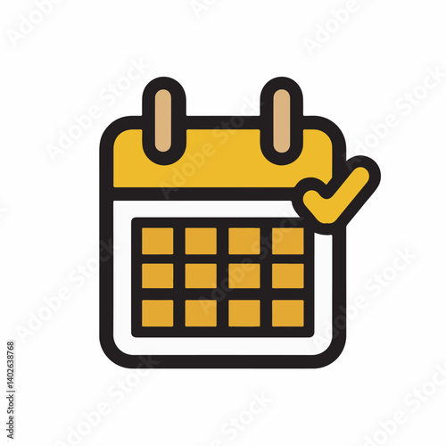 Yellow calendar marks schedule in isolated white view reminder date task design