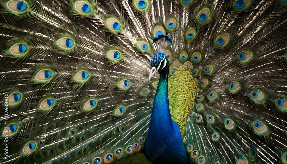 Fototapeta premium Majestic Peacock Displaying its Feathers