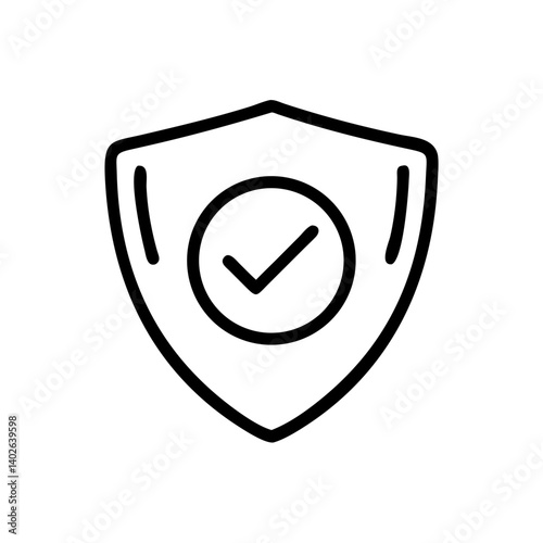 Shield illustration with check mark in minimalistic style for security and validation