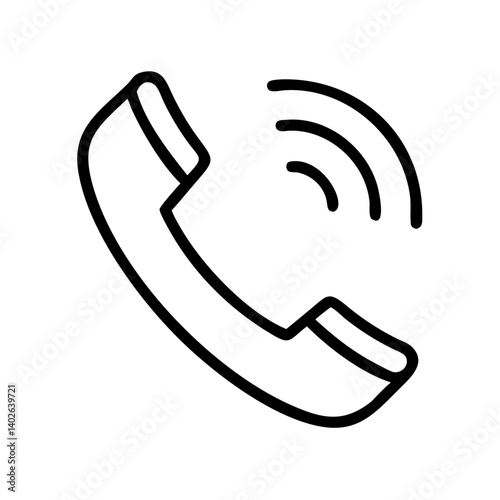 Telephone receiver illustration with sound waves in minimalistic style for communication and calling
