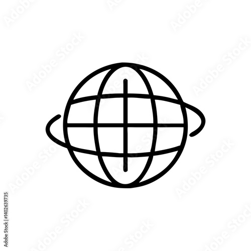Globe illustration in minimalistic style representing global connectivity and world
