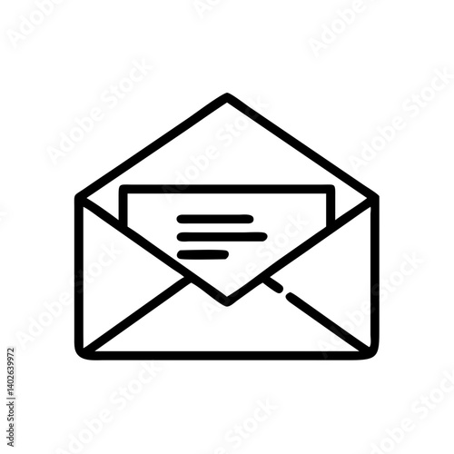 Envelope illustration with a message symbol in minimalistic style for communication and correspondence