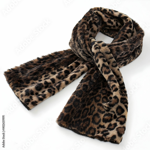 Wallpaper Mural Luxurious Leopard Print Fur Scarf Isolated on White Background Torontodigital.ca