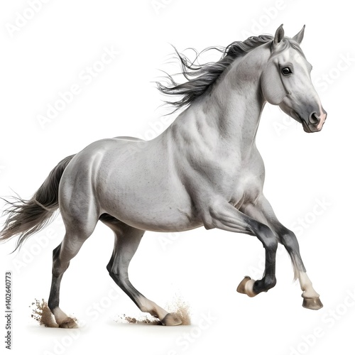 Grey Andalusian Horse Galloping